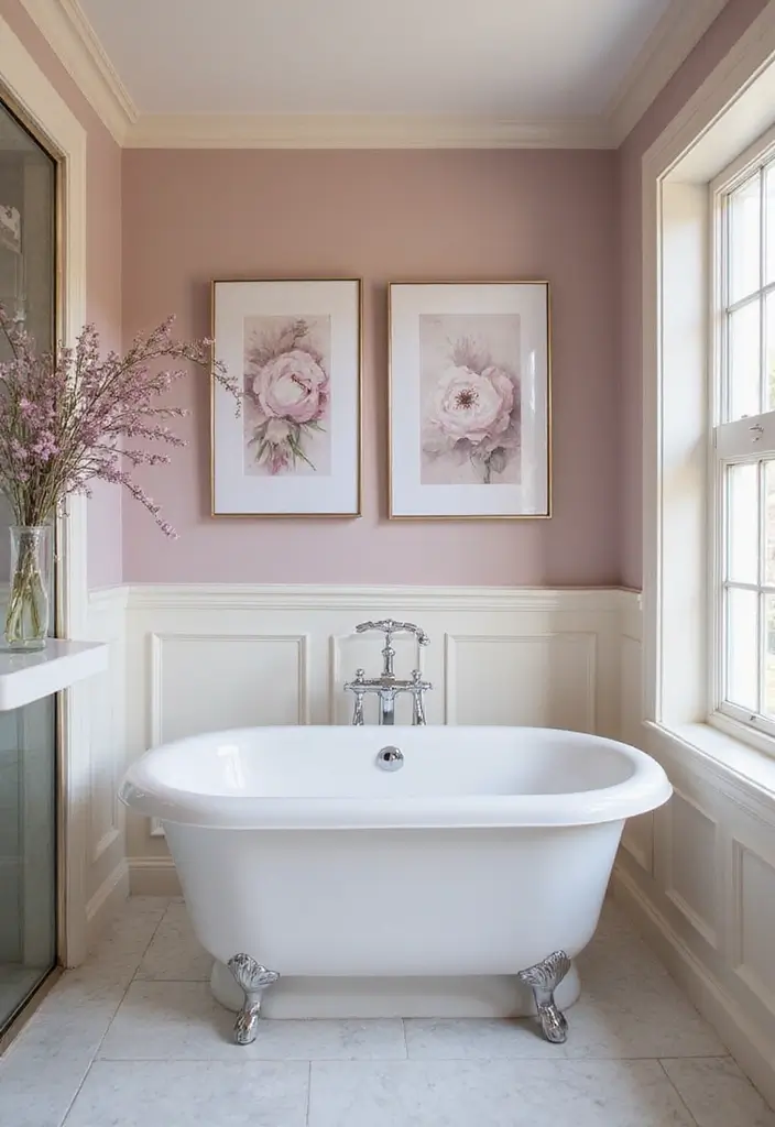 26 Mauve Bathroom Ideas That Add a Soft Romantic Touch 11 26 Mauve Bathroom Ideas That Add a Soft Romantic Touch - 10. Mauve Art Prints