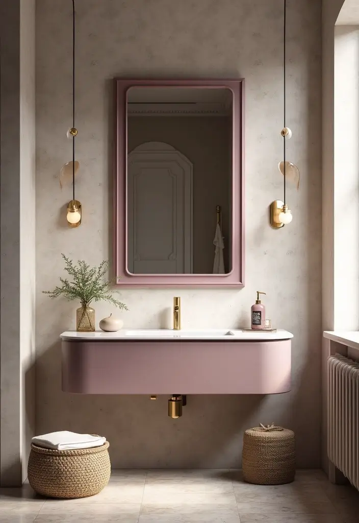 26 Mauve Bathroom Ideas That Add a Soft Romantic Touch 12 26 Mauve Bathroom Ideas That Add a Soft Romantic Touch - 11. Mauve Mirrors