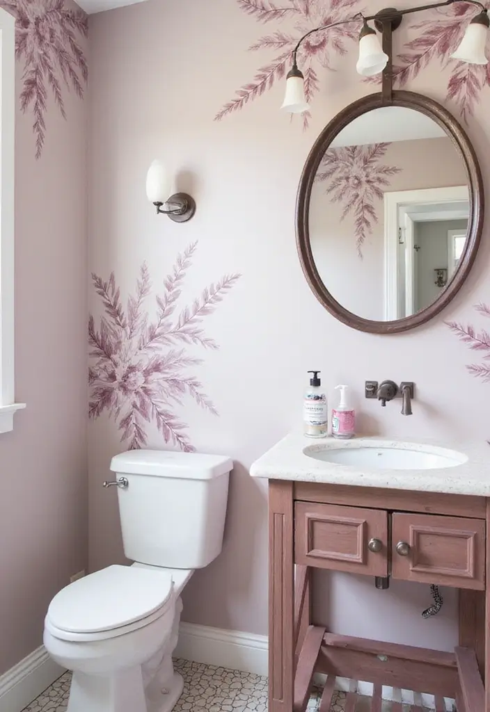 26 Mauve Bathroom Ideas That Add a Soft Romantic Touch 17 26 Mauve Bathroom Ideas That Add a Soft Romantic Touch - 16. Mauve Wall Decals