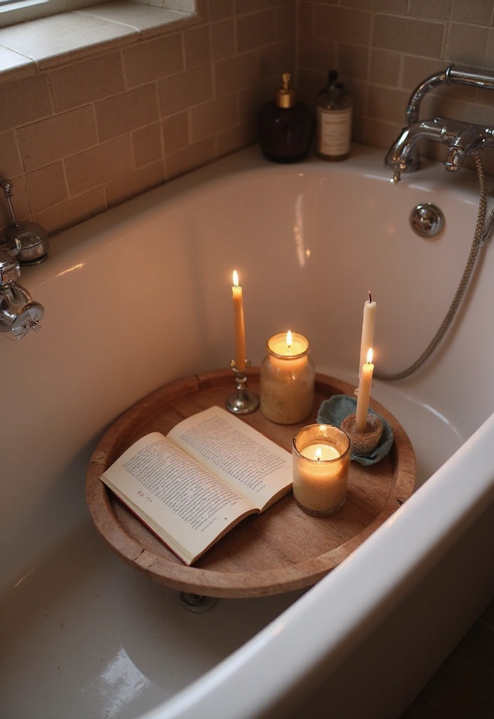 26 Mauve Bathroom Ideas That Add a Soft Romantic Touch 20 26 Mauve Bathroom Ideas That Add a Soft Romantic Touch - 19. Mauve Bathtub Tray