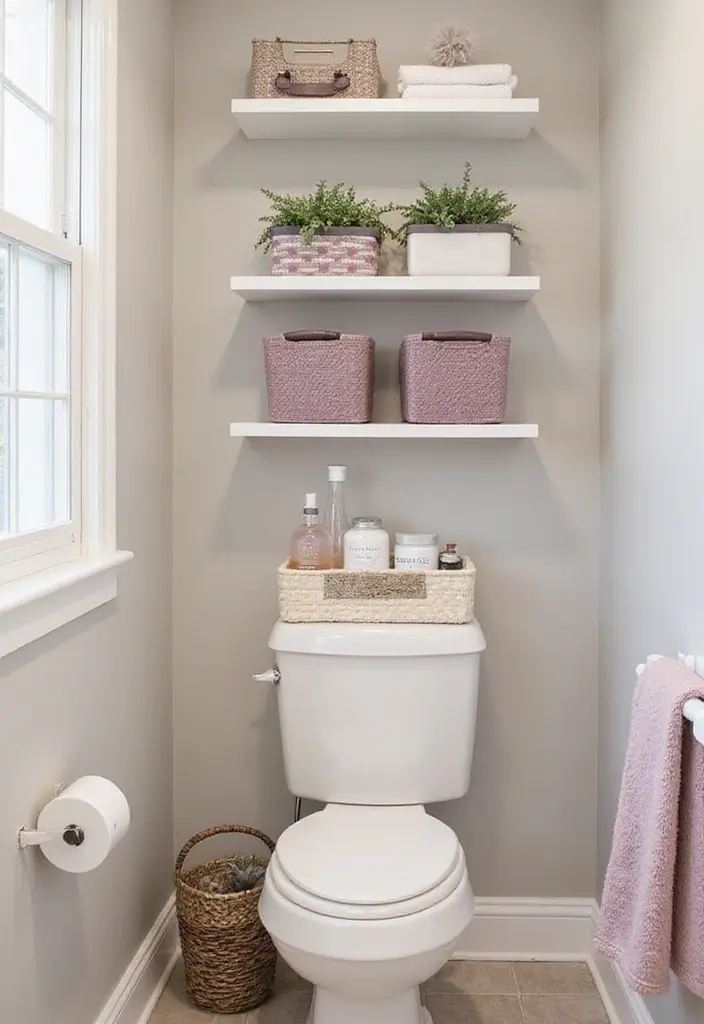 26 Mauve Bathroom Ideas That Add a Soft Romantic Touch 24 26 Mauve Bathroom Ideas That Add a Soft Romantic Touch - 23. Mauve Baskets and Organizers