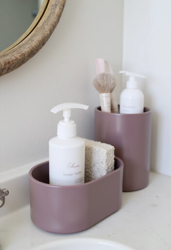 26 Mauve Bathroom Ideas That Add a Soft Romantic Touch 26 26 Mauve Bathroom Ideas That Add a Soft Romantic Touch - 25. Mauve Toiletry Holders