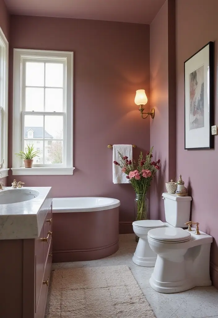 26 Mauve Bathroom Ideas That Add a Soft Romantic Touch 4 26 Mauve Bathroom Ideas That Add a Soft Romantic Touch - 3. Mauve Paint Shades