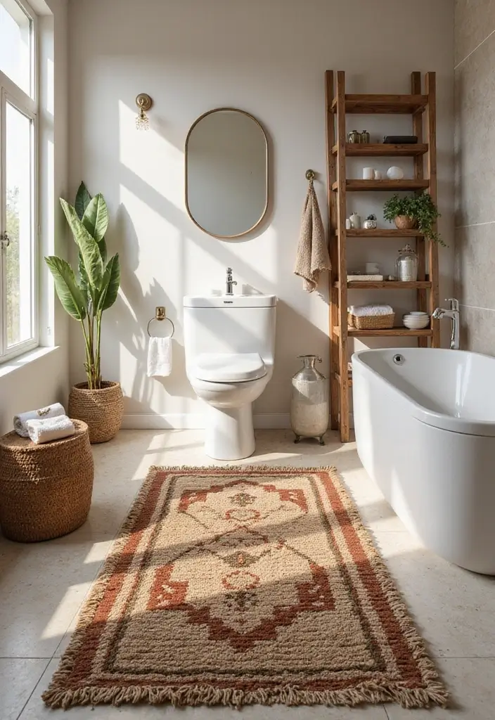 27 African Bathroom Decor Ideas With Cultural Beauty 14 27 African Bathroom Decor Ideas With Cultural Beauty - 13. Textured Rugs
