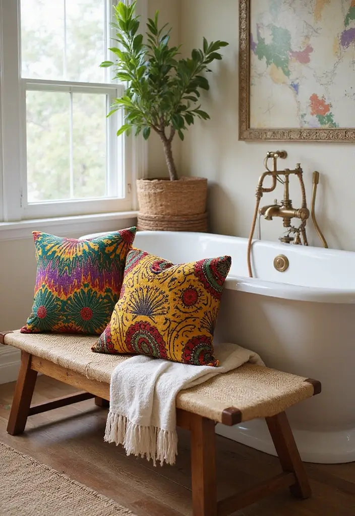 27 African Bathroom Decor Ideas With Cultural Beauty 5 27 African Bathroom Decor Ideas With Cultural Beauty - 4. Colorful Throw Pillows