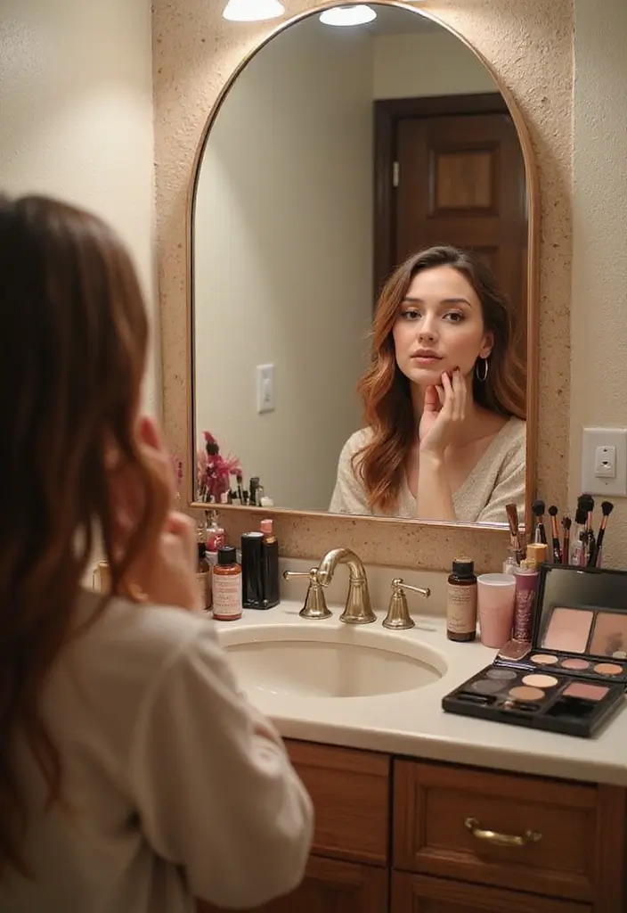 27 Bathroom Mirror Pictures Selfie Ideas for Perfect Lighting 16 27 Bathroom Mirror Pictures Selfie Ideas for Perfect Lighting - 15. Makeup Magic