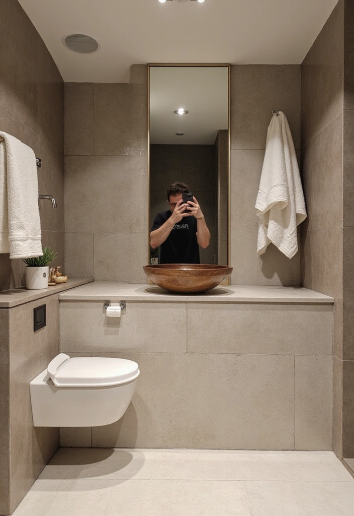 27 Bathroom Mirror Pictures Selfie Ideas for Perfect Lighting 18 27 Bathroom Mirror Pictures Selfie Ideas for Perfect Lighting - 17. Contrast Textures
