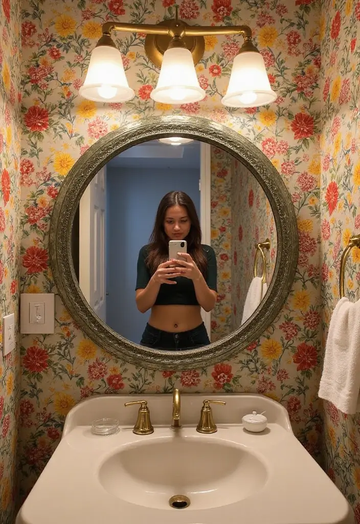 27 Bathroom Mirror Pictures Selfie Ideas for Perfect Lighting 21 27 Bathroom Mirror Pictures Selfie Ideas for Perfect Lighting - 20. Creative Backdrops