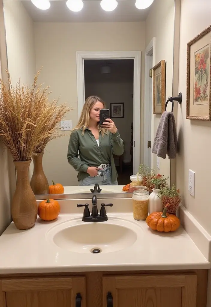 27 Bathroom Mirror Pictures Selfie Ideas for Perfect Lighting 22 27 Bathroom Mirror Pictures Selfie Ideas for Perfect Lighting - 21. Seasonal Themes