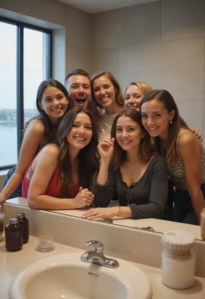 27 Bathroom Mirror Pictures Selfie Ideas for Perfect Lighting 25 27 Bathroom Mirror Pictures Selfie Ideas for Perfect Lighting - 24. Group Selfies
