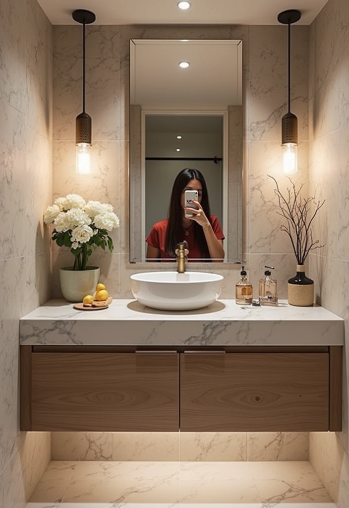 27 Bathroom Mirror Pictures Selfie Ideas for Perfect Lighting 27 27 Bathroom Mirror Pictures Selfie Ideas for Perfect Lighting - 26. Inspired by Influencers