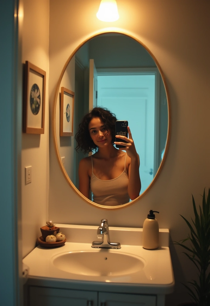 27 Bathroom Mirror Pictures Selfie Ideas for Perfect Lighting 28 27 Bathroom Mirror Pictures Selfie Ideas for Perfect Lighting - 27. Reflective Moments