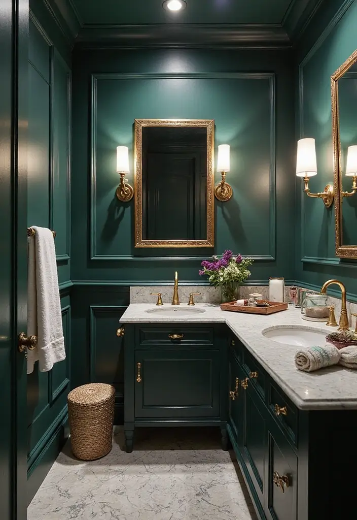 27 Half Bathroom Paint Ideas That Make a Big Impact 11 27 Half Bathroom Paint Ideas That Make a Big Impact - 10. Rich Jewel Tones