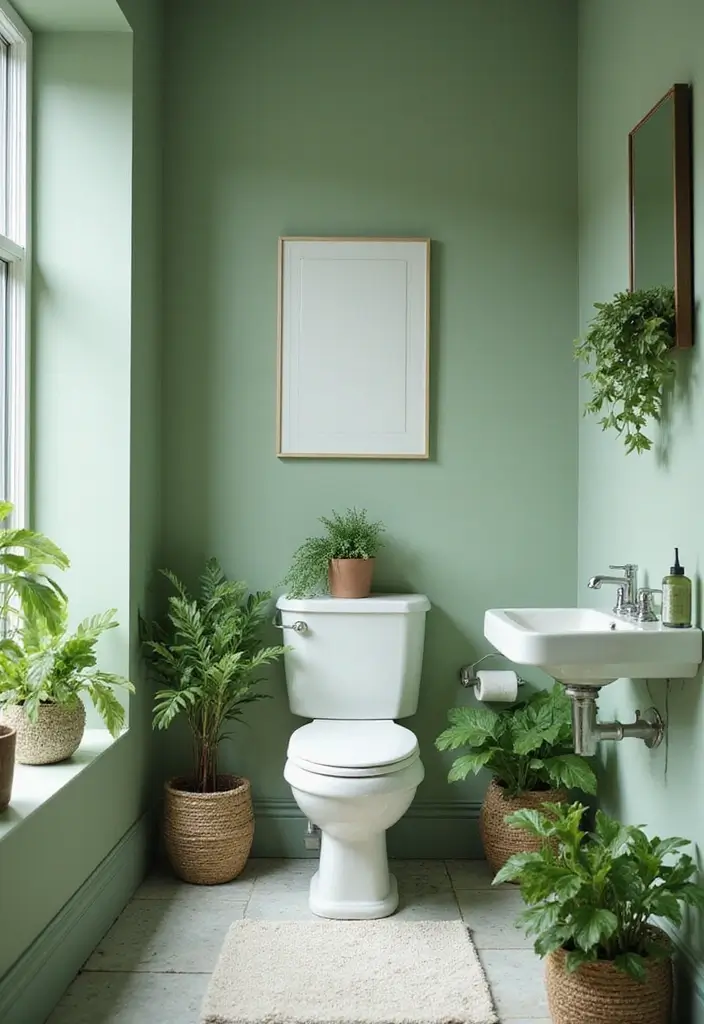 27 Half Bathroom Paint Ideas That Make a Big Impact 12 27 Half Bathroom Paint Ideas That Make a Big Impact - 11. Fresh Greenery