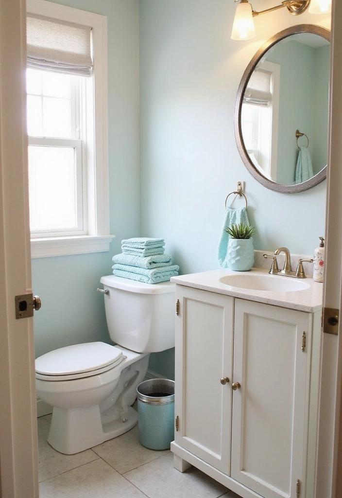 27 Half Bathroom Paint Ideas That Make a Big Impact 14 27 Half Bathroom Paint Ideas That Make a Big Impact - 13. Coastal Vibes