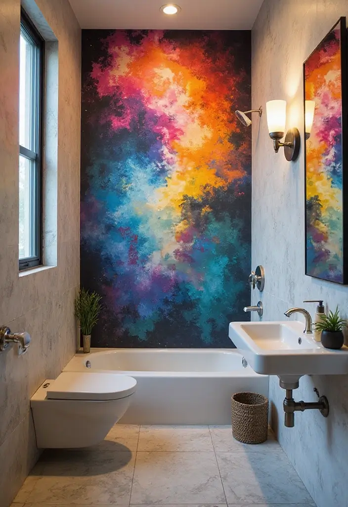 27 Half Bathroom Paint Ideas That Make a Big Impact 19 27 Half Bathroom Paint Ideas That Make a Big Impact - 18. Artistic Murals