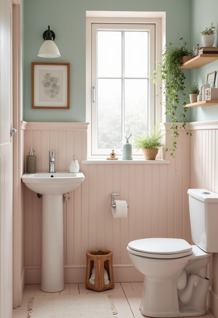27 Half Bathroom Paint Ideas That Make a Big Impact 3 27 Half Bathroom Paint Ideas That Make a Big Impact - 2. Soft Pastels