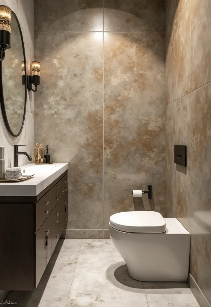 27 Half Bathroom Paint Ideas That Make a Big Impact 27 27 Half Bathroom Paint Ideas That Make a Big Impact - 26. Artistic Finishes