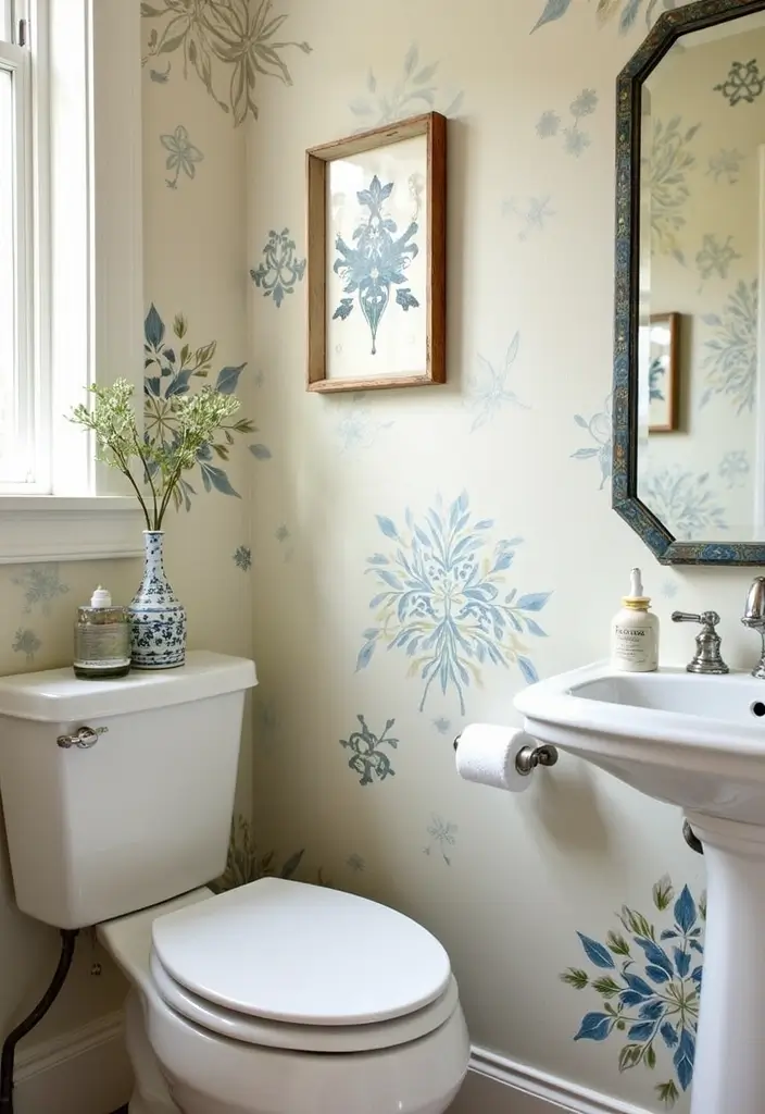 27 Half Bathroom Paint Ideas That Make a Big Impact 8 27 Half Bathroom Paint Ideas That Make a Big Impact - 7. Creative Stenciling