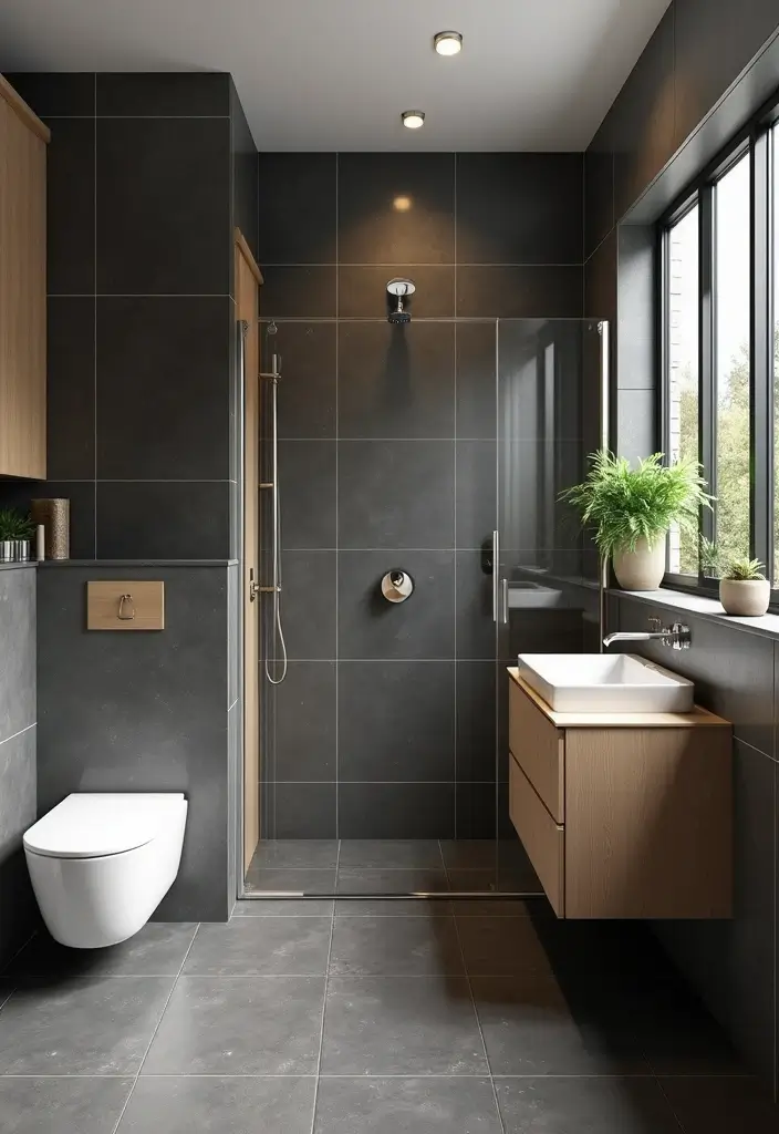 27 Moody Bathroom Decor Ideas With Spa Energy 2 27 Moody Bathroom Decor Ideas With Spa Energy - 1. Dark Tile Accents