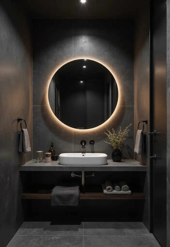 27 Moody Bathroom Decor Ideas With Spa Energy 16 27 Moody Bathroom Decor Ideas With Spa Energy - 15. Dark Accented Mirrors