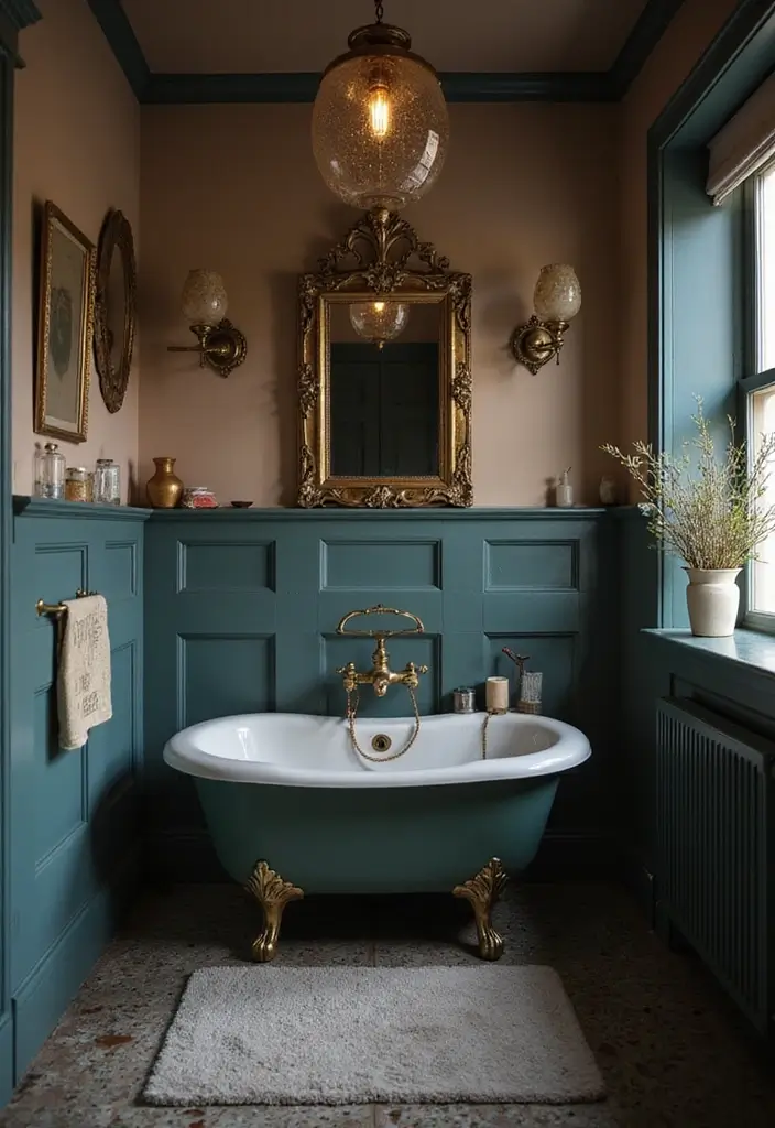 27 Moody Bathroom Decor Ideas With Spa Energy 18 27 Moody Bathroom Decor Ideas With Spa Energy - 17. Vintage Accents
