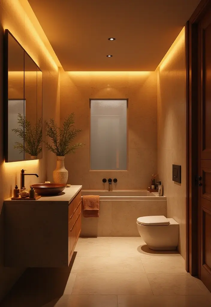 27 Moody Bathroom Decor Ideas With Spa Energy 3 27 Moody Bathroom Decor Ideas With Spa Energy - 2. Ambient Lighting Fixtures