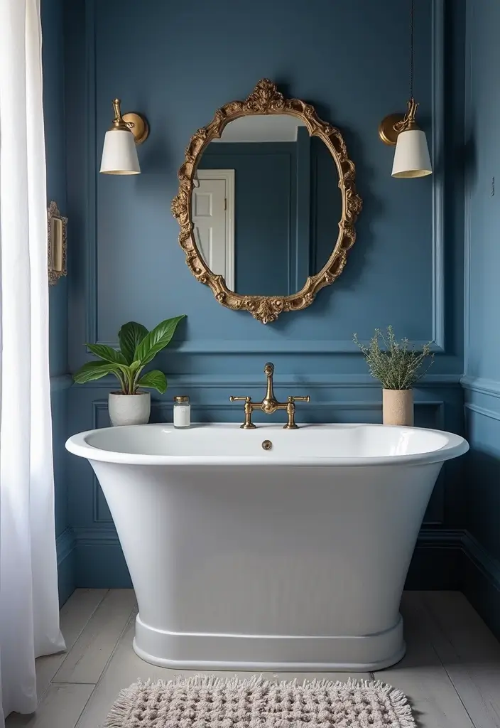 27 Navy and Black Bathroom Ideas That Feel Bold and Modern 27 27 Navy and Black Bathroom Ideas That Feel Bold and Modern - 26. Navy Inspired Accessories