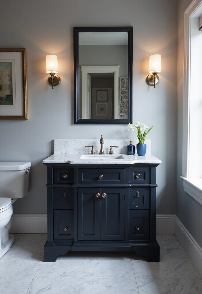 27 Navy and Black Bathroom Ideas That Feel Bold and Modern 8 27 Navy and Black Bathroom Ideas That Feel Bold and Modern - 7. Modern Black Vanities