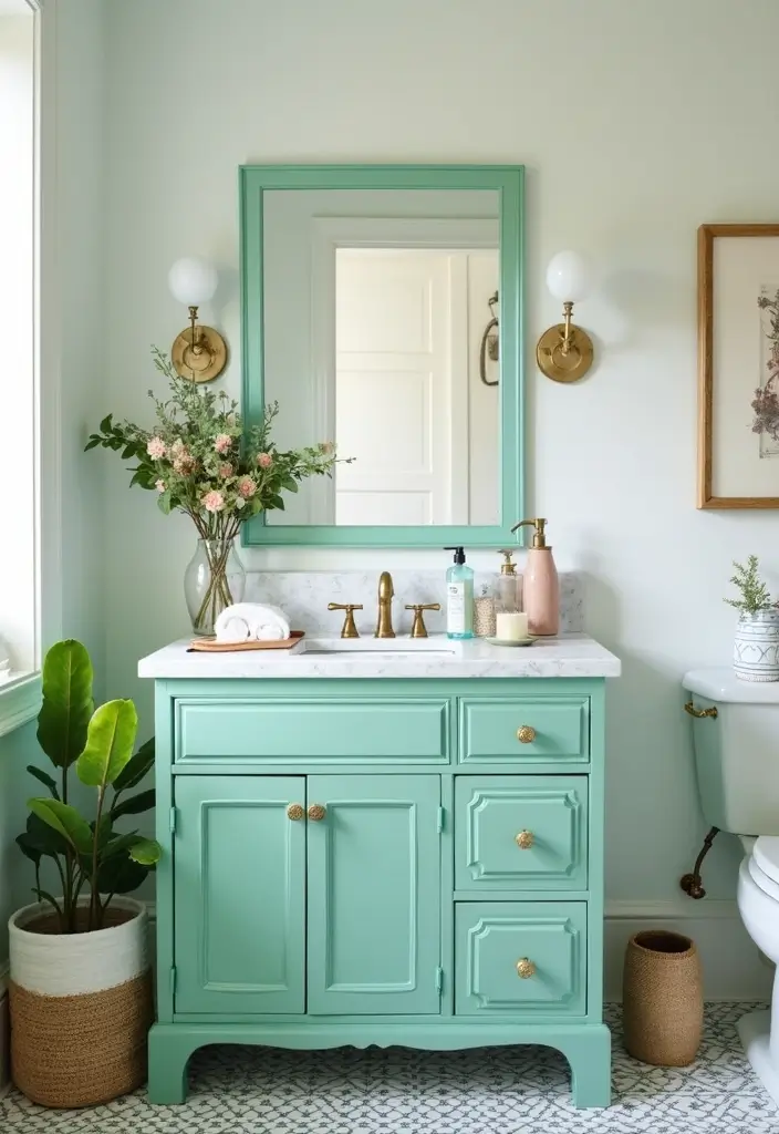 27 Painted Bathroom Vanity Colors That Instantly Refresh Your Space 19 27 Painted Bathroom Vanity Colors That Instantly Refresh Your Space - 18. Lively Mint