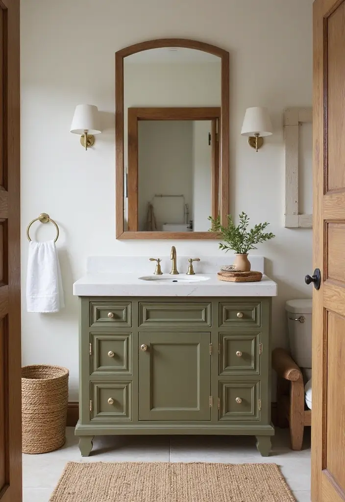 27 Painted Bathroom Vanity Colors That Instantly Refresh Your Space 20 27 Painted Bathroom Vanity Colors That Instantly Refresh Your Space - 19. Earthy Olive