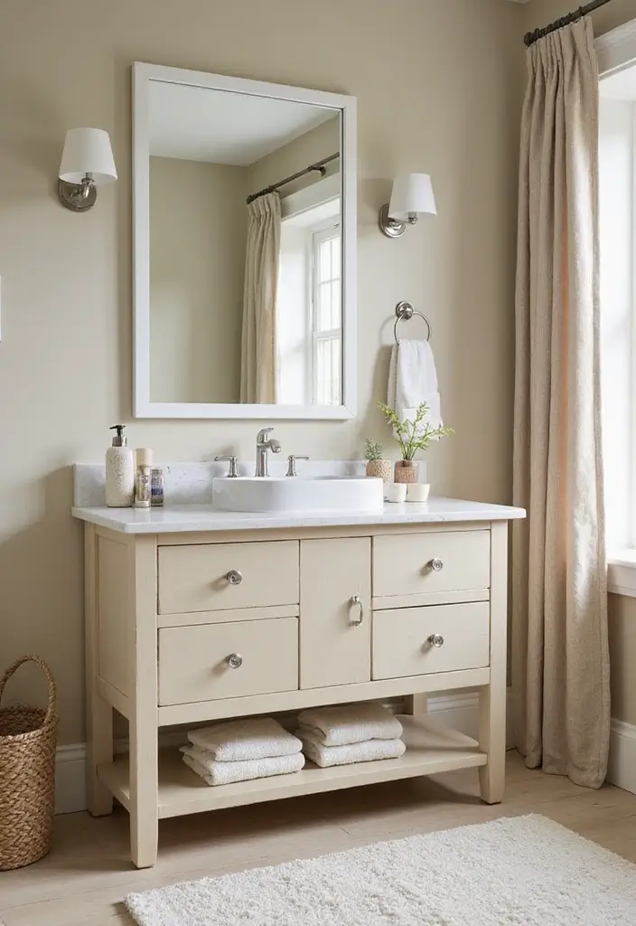 27 Painted Bathroom Vanity Colors That Instantly Refresh Your Space 21 27 Painted Bathroom Vanity Colors That Instantly Refresh Your Space - 20. Soft Sand