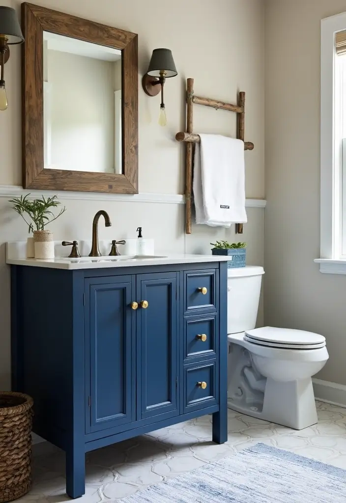 27 Painted Bathroom Vanity Colors That Instantly Refresh Your Space 23 27 Painted Bathroom Vanity Colors That Instantly Refresh Your Space - 22. Bold Indigo