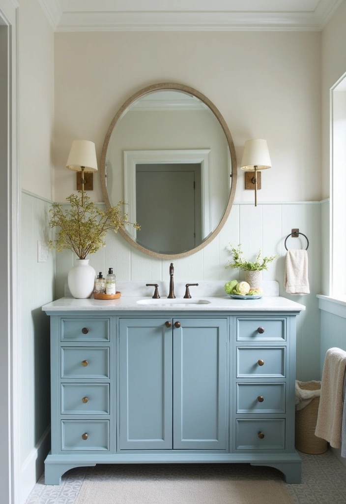 27 Painted Bathroom Vanity Colors That Instantly Refresh Your Space 25 27 Painted Bathroom Vanity Colors That Instantly Refresh Your Space - 24. Light Steel Blue