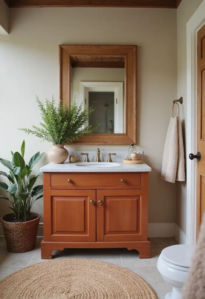 27 Painted Bathroom Vanity Colors That Instantly Refresh Your Space 26 27 Painted Bathroom Vanity Colors That Instantly Refresh Your Space - 25. Earthy Burnt Sienna