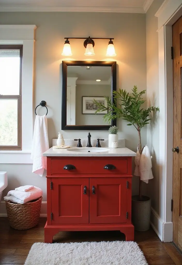 27 Painted Bathroom Vanity Colors That Instantly Refresh Your Space 6 27 Painted Bathroom Vanity Colors That Instantly Refresh Your Space - 5. Rustic Red