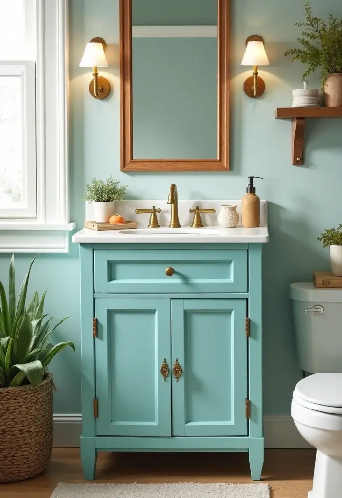 27 Painted Bathroom Vanity Colors That Instantly Refresh Your Space 7 27 Painted Bathroom Vanity Colors That Instantly Refresh Your Space - 6. Aqua Teal