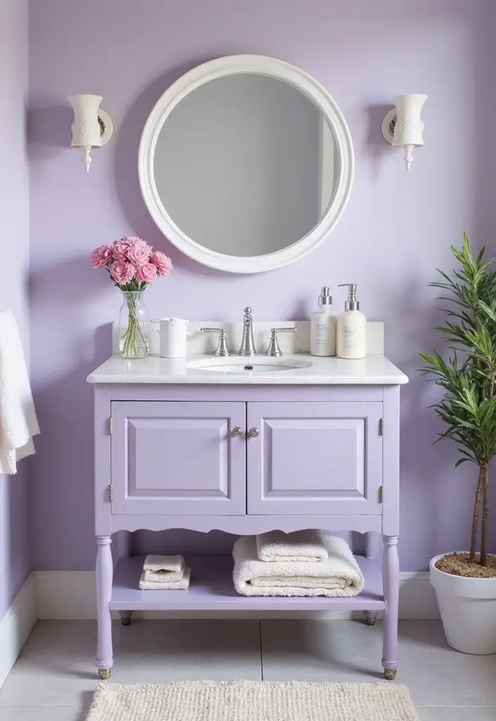 27 Painted Bathroom Vanity Colors That Instantly Refresh Your Space 8 27 Painted Bathroom Vanity Colors That Instantly Refresh Your Space - 7. Soft Lavender