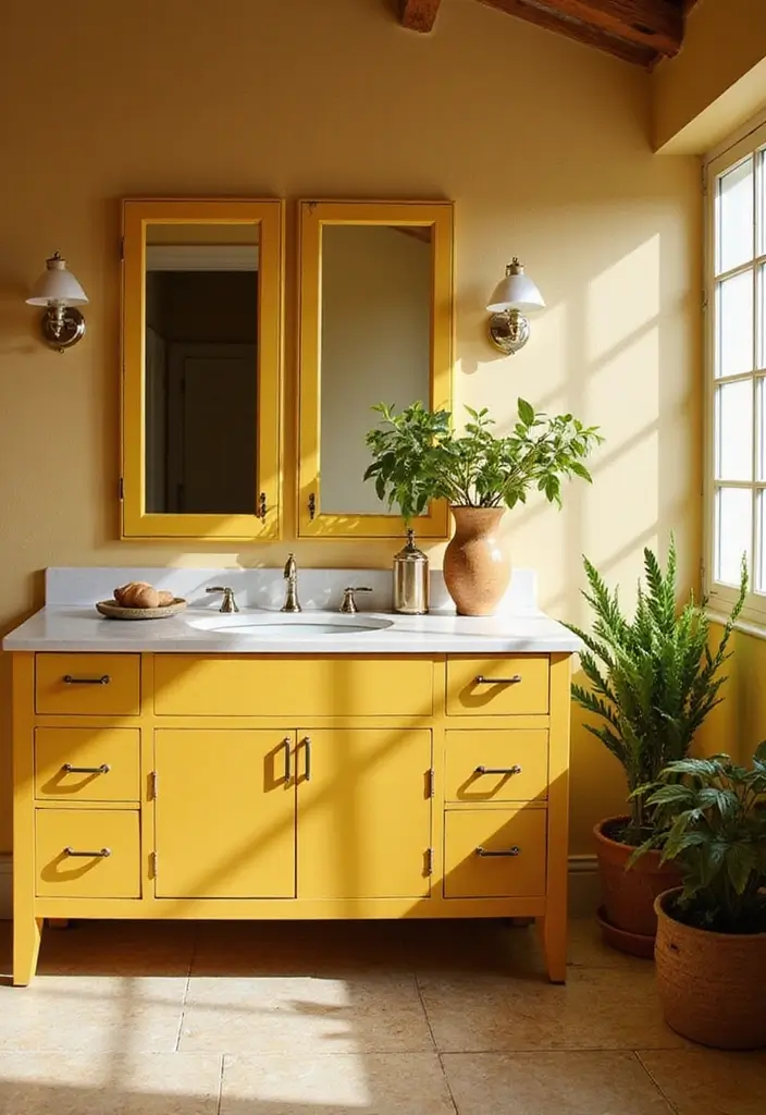 27 Painted Bathroom Vanity Colors That Instantly Refresh Your Space 9 27 Painted Bathroom Vanity Colors That Instantly Refresh Your Space - 8. Golden Yellow