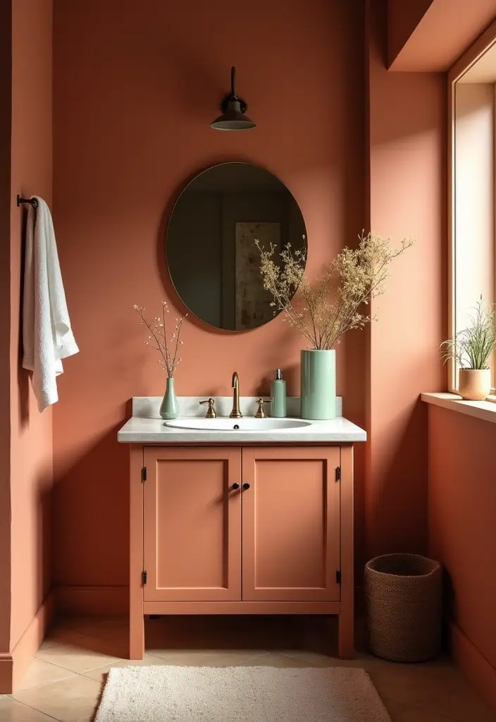 27 Painted Bathroom Vanity Colors That Instantly Refresh Your Space 10 27 Painted Bathroom Vanity Colors That Instantly Refresh Your Space - 9. Warm Terracotta