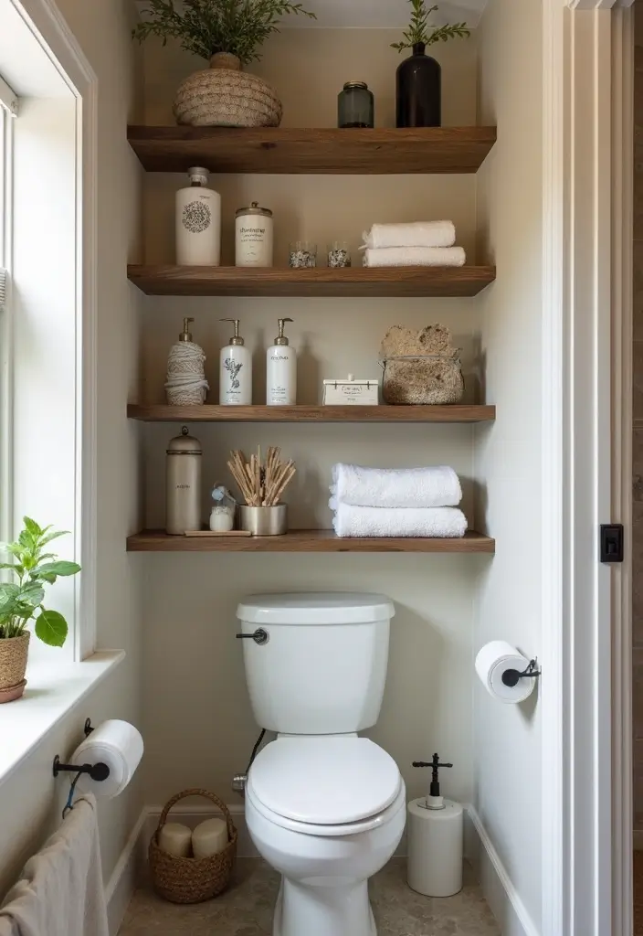 27 Small Bathroom Cabinet Ideas That Add Storage 15 27 Small Bathroom Cabinet Ideas That Add Storage - 14. Open Shelving Units