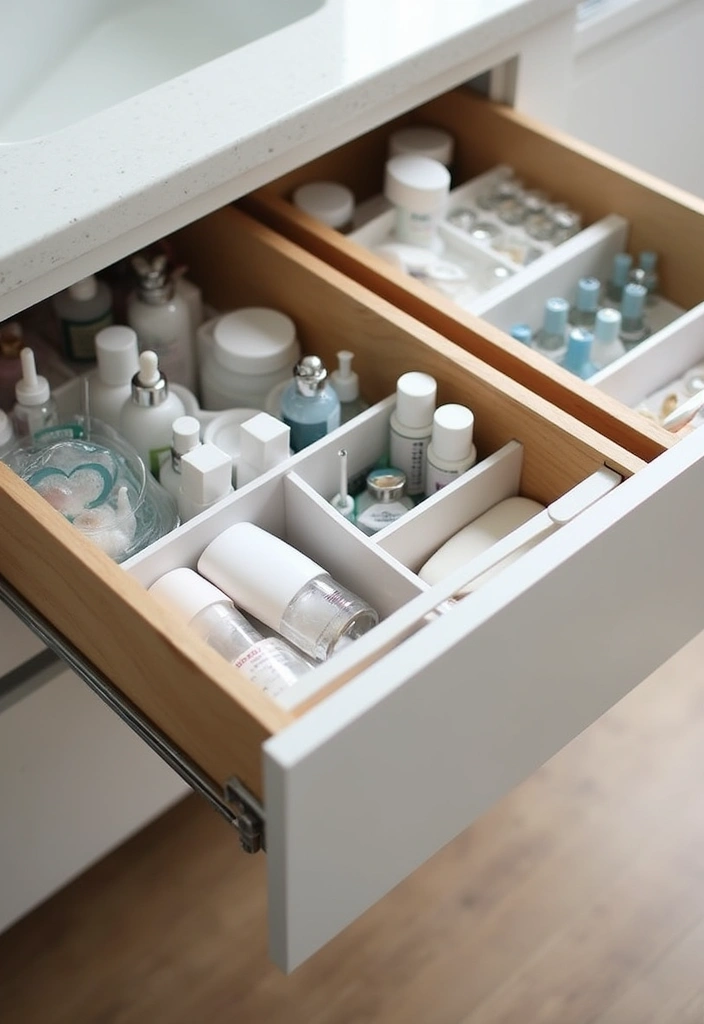 27 Small Bathroom Cabinet Ideas That Add Storage 16 27 Small Bathroom Cabinet Ideas That Add Storage - 15. Drawer Dividers