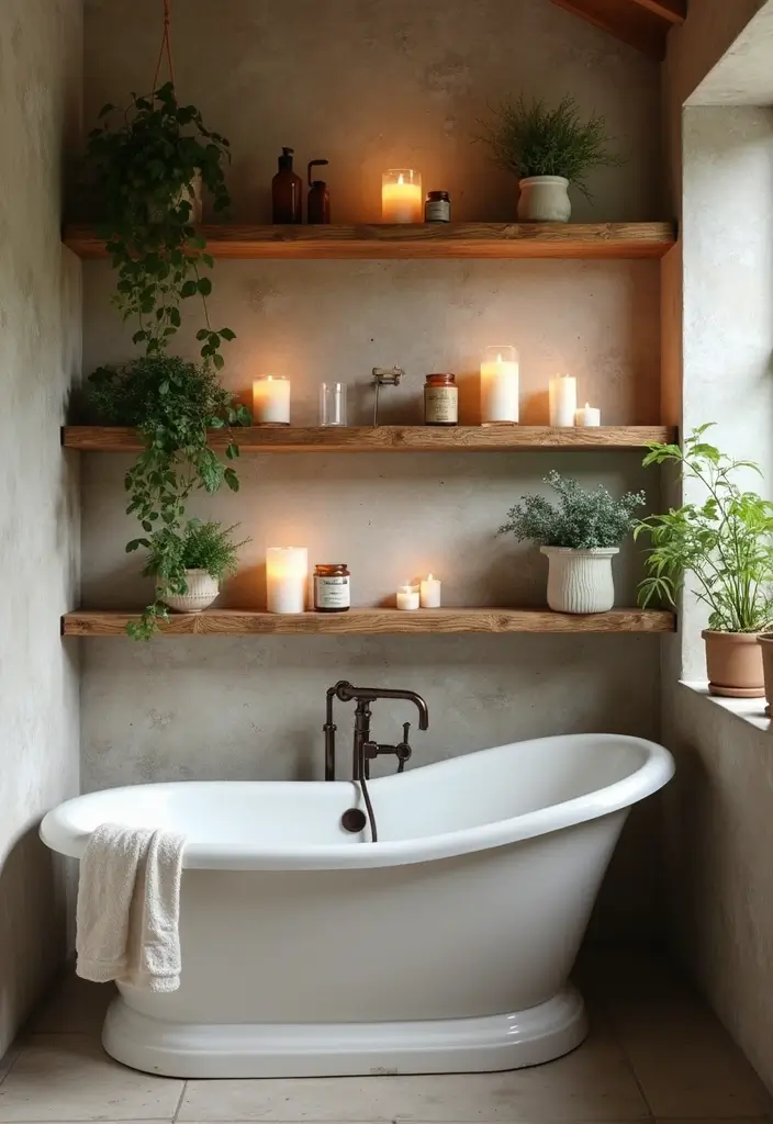 27 Small Bathroom Cabinet Ideas That Add Storage 17 27 Small Bathroom Cabinet Ideas That Add Storage - 16. Rustic Wooden Shelves