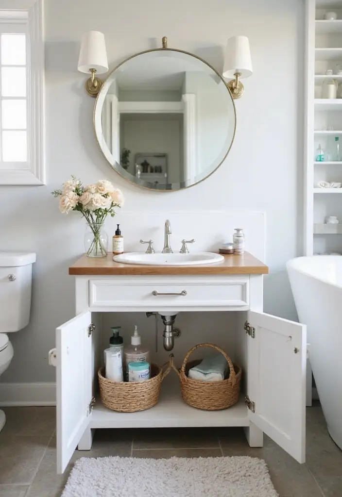 27 Small Bathroom Cabinet Ideas That Add Storage 3 27 Small Bathroom Cabinet Ideas That Add Storage - 2. Under-Sink Solutions