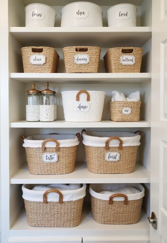27 Small Bathroom Cabinet Ideas That Add Storage 8 27 Small Bathroom Cabinet Ideas That Add Storage - 7. Stylish Baskets