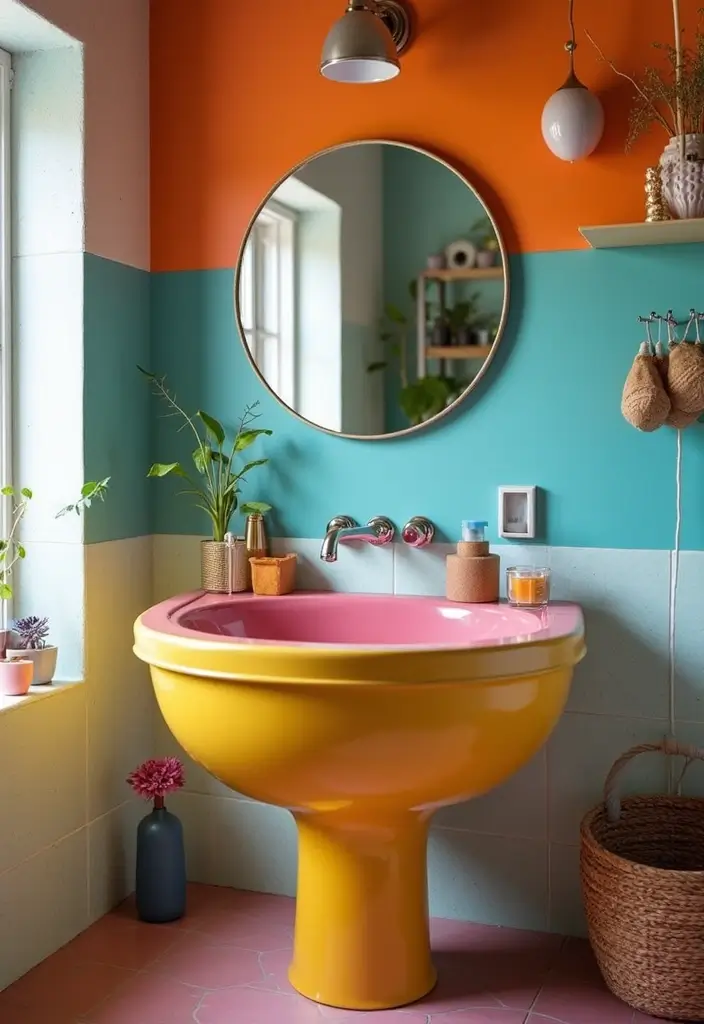 27 Small Bathroom Sink Ideas That Save Space Stylishly 14 27 Small Bathroom Sink Ideas That Save Space Stylishly - 13. Colorful Sinks