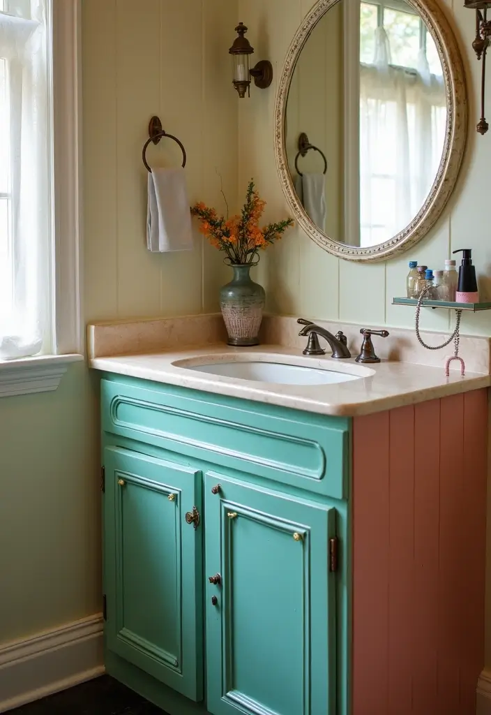 27 Small Bathroom Sink Ideas That Save Space Stylishly 24 27 Small Bathroom Sink Ideas That Save Space Stylishly - 23. Retro Sinks