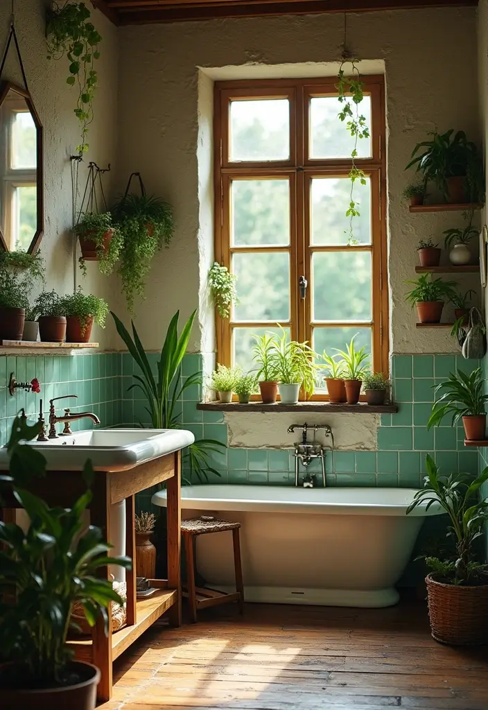 27 Small Cabin Bathroom Ideas With Rustic Charm 14 27 Small Cabin Bathroom Ideas With Rustic Charm - 13. Greenery and Plants