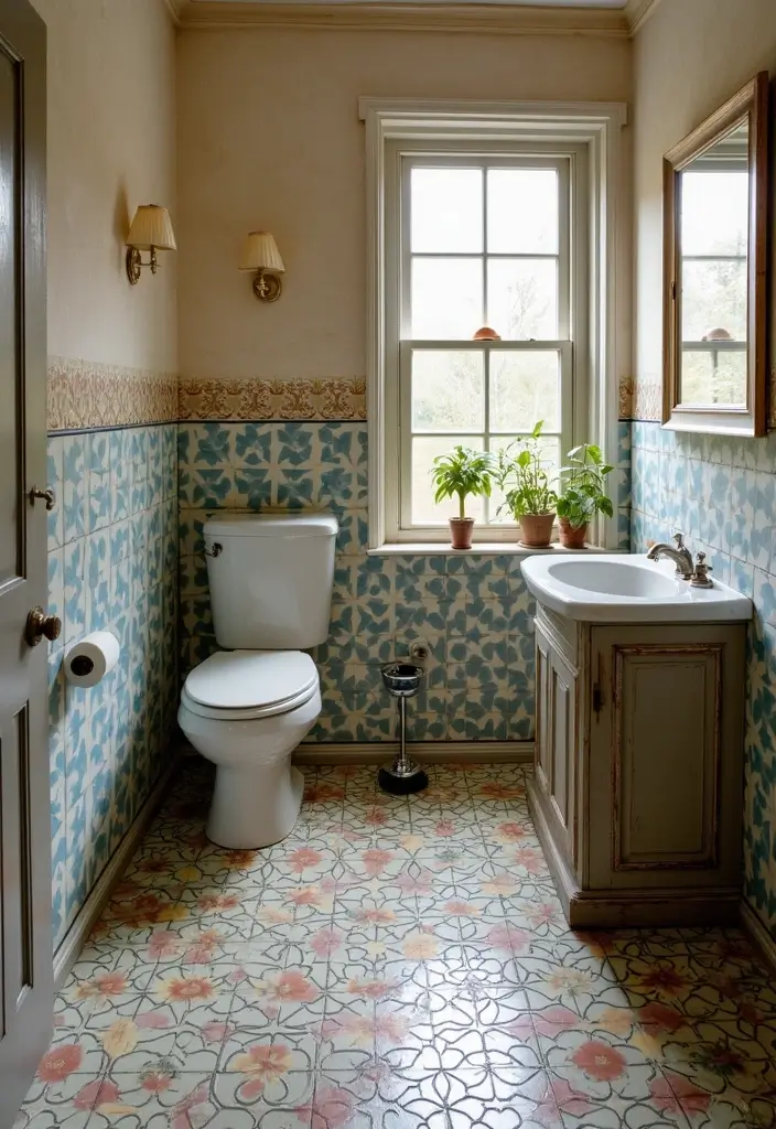 27 Small Cabin Bathroom Ideas With Rustic Charm 16 27 Small Cabin Bathroom Ideas With Rustic Charm - 15. Vintage Tiles
