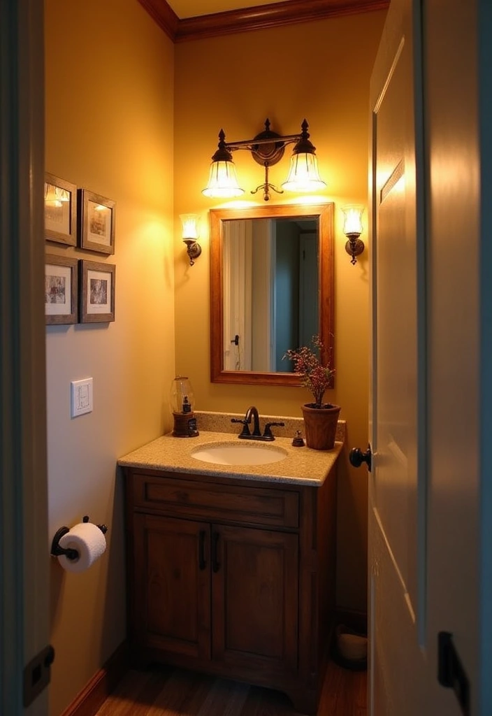 27 Small Cabin Bathroom Ideas With Rustic Charm 6 27 Small Cabin Bathroom Ideas With Rustic Charm - 5. Cozy Lighting Fixtures